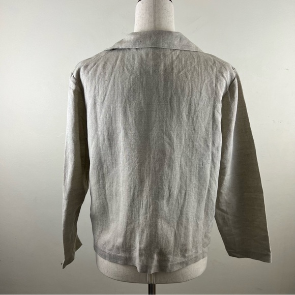 Linen Blend Lagenlook Minimalist VTG Coldwater Creek Beige Open Front Cardigan - Picture 5 of 11